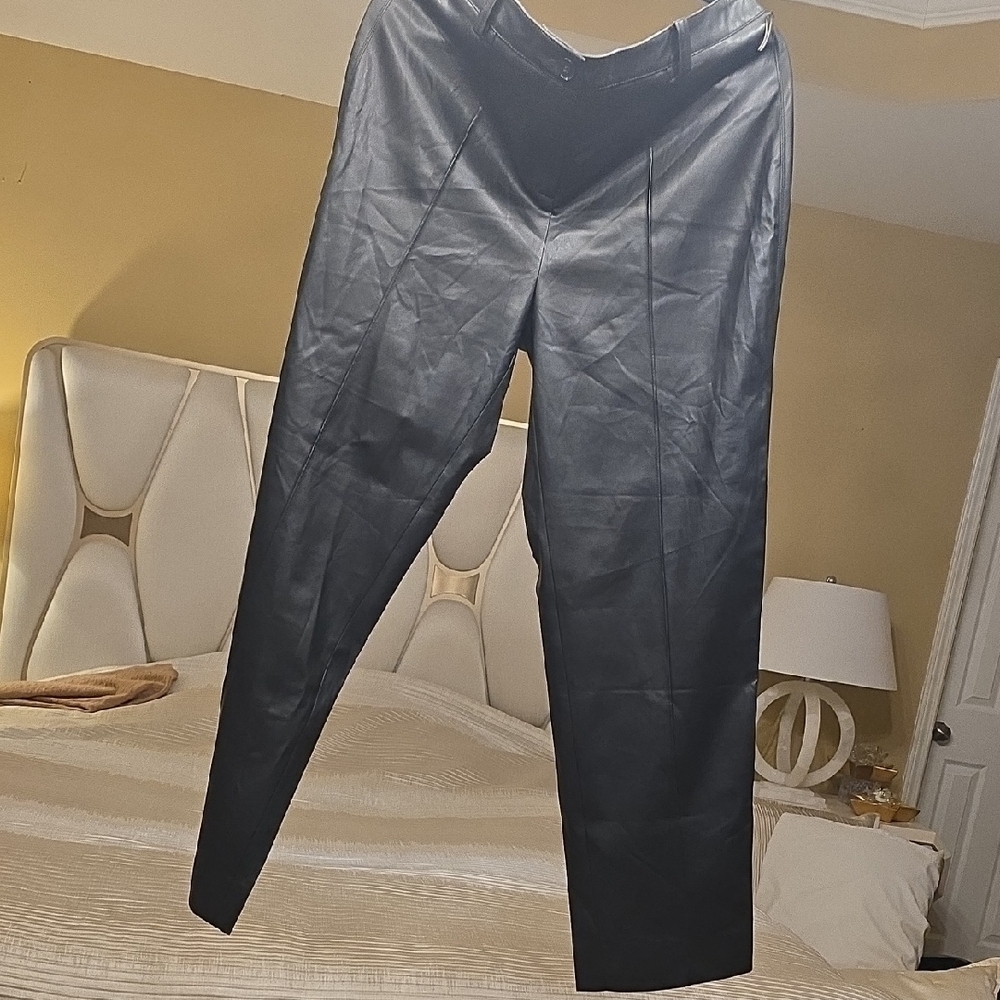 Vince Camuto Black Faux Leather Straight Leg Pants
